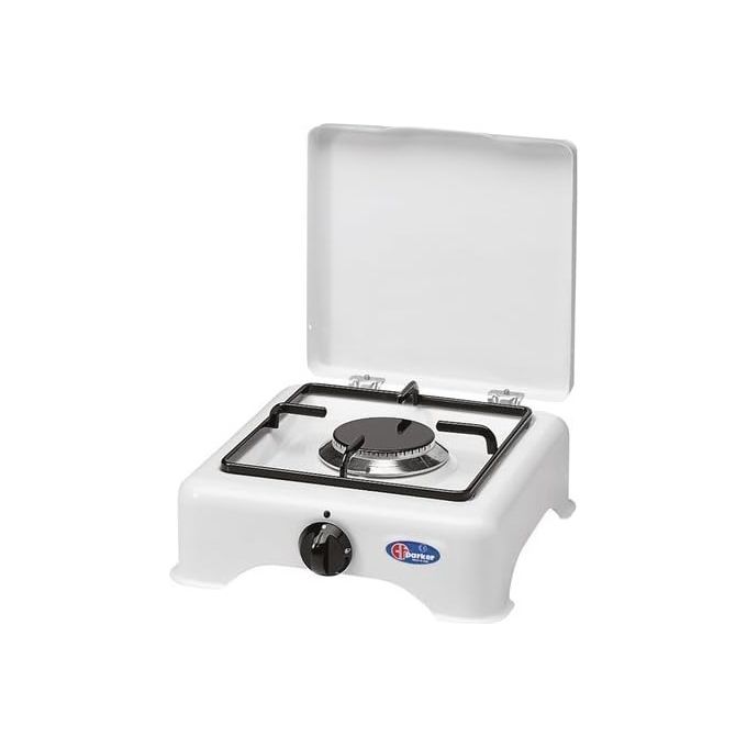 Parker 5321CGPM Fornello a gas da campeggio 1 fuoco GPL Metano 2.5 W con coperchio colore Bianco