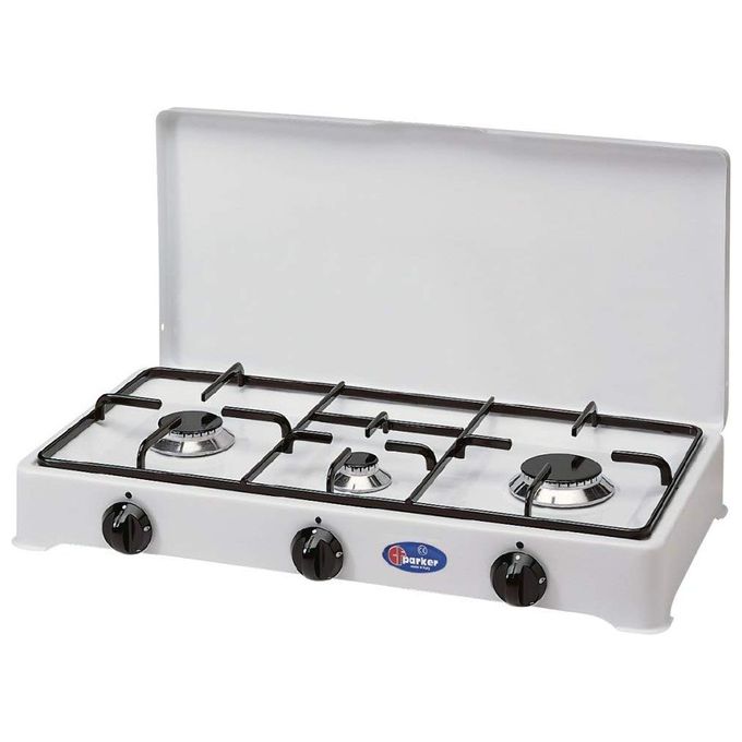 CFParker 5328GPSM Fornello a Gas 3 Fuochi Metano con Valvola di Sicurezza Griglia Acciaio Smaltato colore Bianco