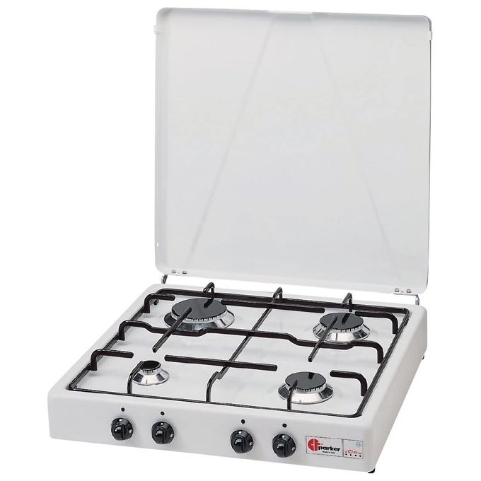 Parker 542CGP Fornello a gas GPL 4 fuochi 6.65 W uso esterno con coperchio Made in Italy colore Bianco