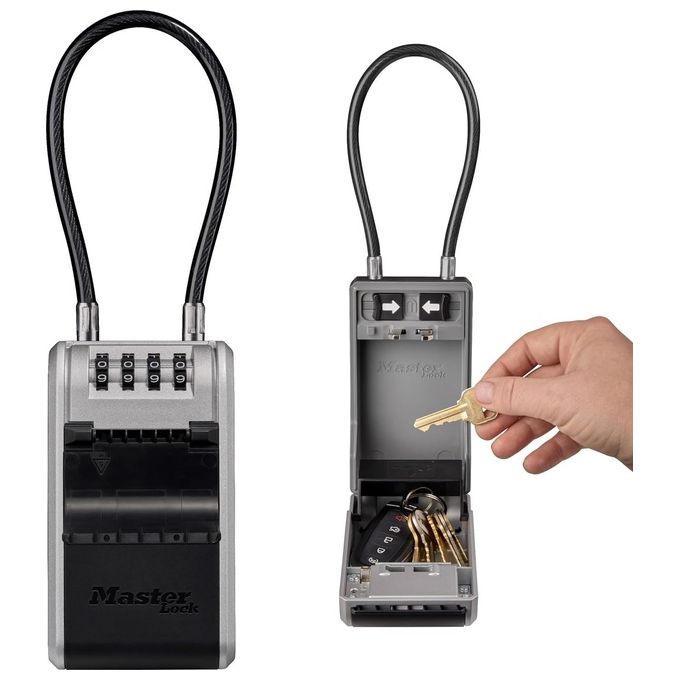 Master Lock 5482EURD Cassetta Portachiavi Select Access con Ansa Rimovibile Capienza Extra Large Combinazione a 4 Cifre colore Grigio