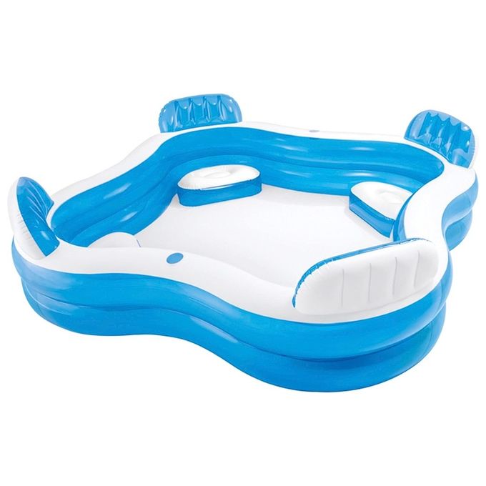 Intex Inflatable Swim Center Family Lounge Multi-color Piscina Familiare Gonfiabile Misure 90 x 90 x 26 pollici con Sedili