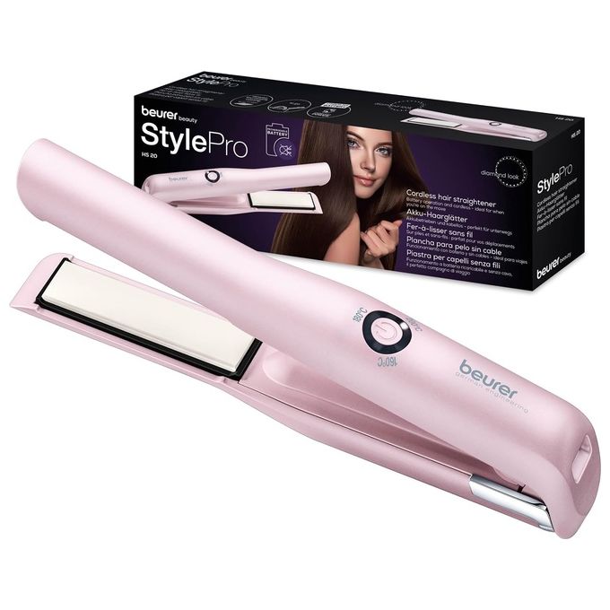 Beurer 59331 HS 20 Piastra per Capelli Senza Fili 3 Livelli Temperatura 160 200 C Ceramica Tourmalina colore Rosa