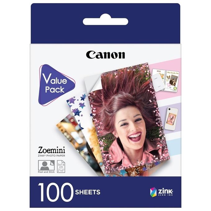 Canon 6135C003 ZP-2030 Carta Fotografica ZINK Adesiva 5x7,6 cm 100 Fogli