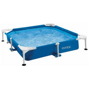 Intex 48402NP Piscina Fuori Terra Quadrata per Cani 152x152x30 cm Struttura Acciaio Pompa Filtro 1136 L-h Skimmer Rimovibile colore Blu
