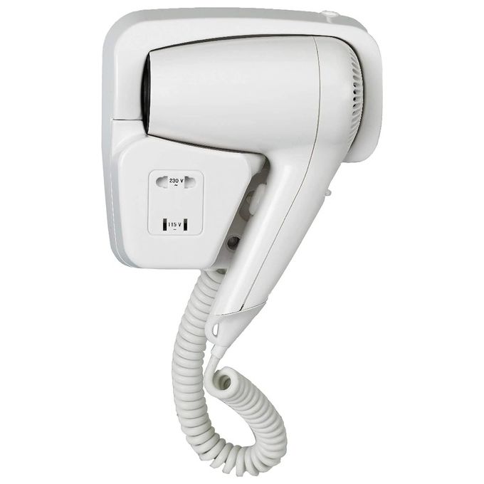 MO-EL MOE720 Furbì Asciugacapelli a Pistola 1200 W a Due Velocita' con Prese Integrate per Rasoio colore Bianco
