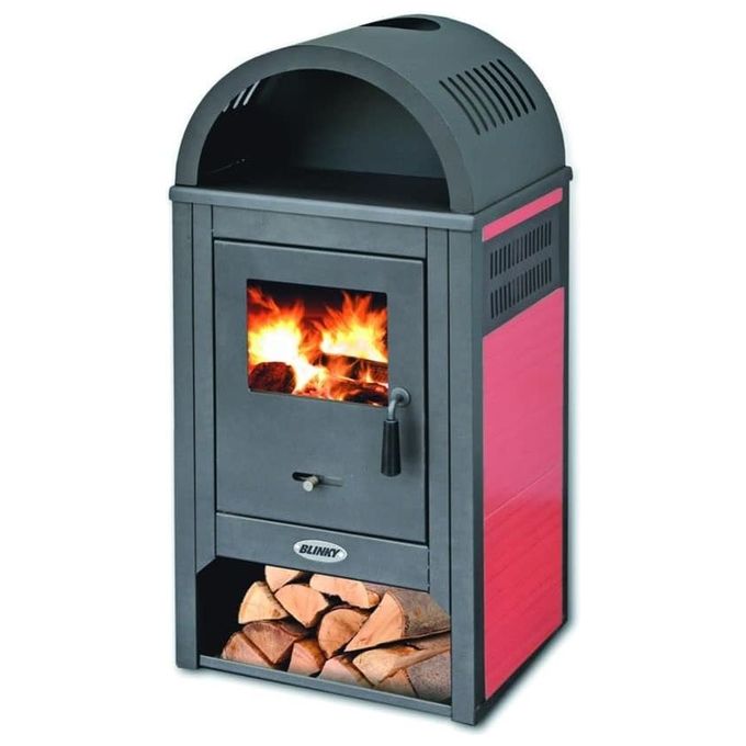 BLINKY VIENNA Stufa a Legna 10 kW Fianchi in Ceramica 4 Stelle colore Rosso