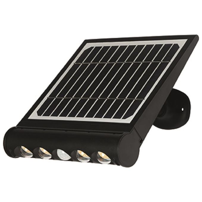 VIGOR-BLINKY 3478530 Avalon Proiettore Led 8W 950lm Pannello Solare Batteria Litio 4Ah IP65 Sensori Crepuscolare e Movimento colore Nero