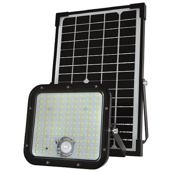 Vigor 3478547 CUBO-30 Proiettore LED con Pannello Solare 30W 4800lm Batteria Litio Sensore Crepuscolare e Movimento IP70 colore Nero
