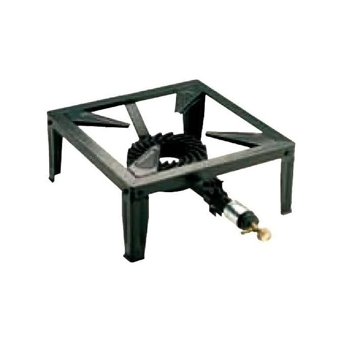 PROVIDUS +  Fornellone a Gas 1 Bruciatore in Ghisa Acciaio Verniciato Accensione Piezoelettrica Sistema Sicurezza Termocoppia Potenza 7,5 kW colore Nero
