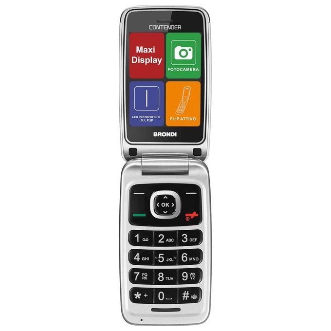 Brondi CONTENDER Telefono Cellulare per Anziani Dual SIM 3'' Tasti Grandi Radio FM Bluetooth colore Bianco