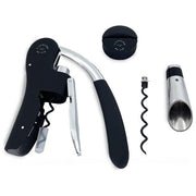 L'Atelier du Vin TR10F41 Oeno Collection Set Accessori Vino 4 pezzi Cavatappi Spirale Tagliafoglio Versatore colore Nero