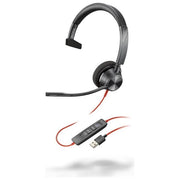 Poly S55255088 Blackwire 3310 Cuffie Monaurali USB-C con Adattatore USB-A Certificata per Microsoft Teams colore Nero