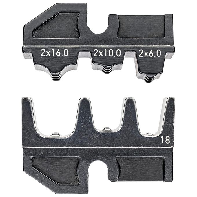 KNIPEX 97 49 18 Matrice di Crimpaggio per Terminali a Bussola Twin 6 - 10 - 16 mm² 3 Posizioni AWG 2x10 - 2x8 - 2x6 colore Nero