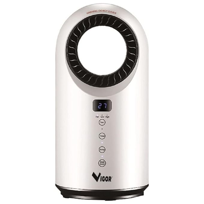 Vigor 9794815 Polifemo Termoventilatore senza pale 1500 W potenza regolabile da 15°C a 40°C con telecomando e timer 12 ore colore Bianco