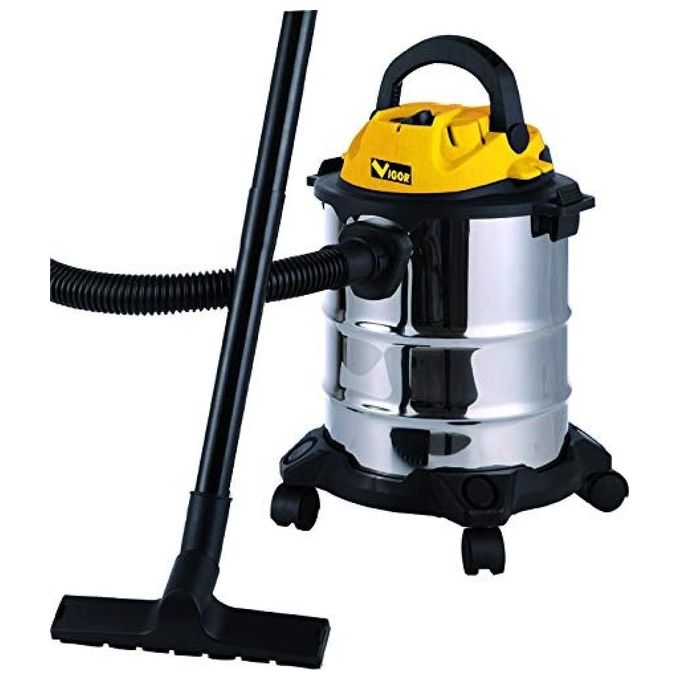 Vigor VBA-15L Aspirapolvere Bidone Inox Solidi e Liquidi 15 L 1000 W senza Sacco con Soffiaggio colore Nero Acciaio
