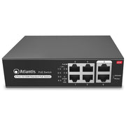 Atlantis A02-F6P4-65W NetPower Switch PoE 6 Porte Fast Ethernet 10-100 Mbps 4 Porte PoE 30W 802.3af-at VLAN Extended 250m Rack 19'' colore Nero