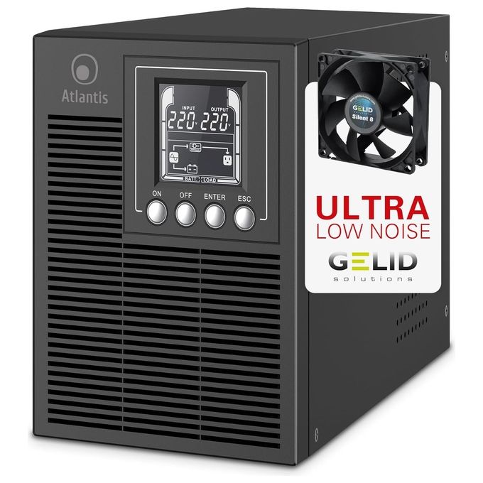 Atlantis A03-OP1002XLN Gruppo di Continuita' UPS Online Doppia Conversione 1000VA 700W Onda Sinusoidale Pura 23,6 dB USB Tower