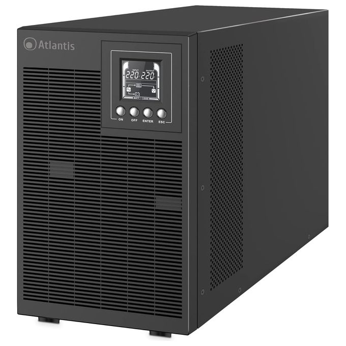 Atlantis A03-OP3002P PRO UPS Online Tower Doppia Conversione Onda Sinusoidale Pura 3000VA 2700W Display LCD USB RS232 4 IEC Slot SNMP 6x12V 9Ah