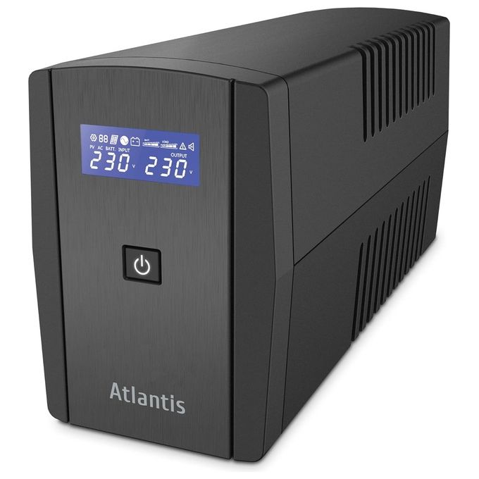 Atlantis OnePower S120, UPS Line Interactive 1000VA-500W, AVR (3 stadi), Onda PseudoSinusoidale, 4 prese IEC, 1 Batteria 12V 9Ah,Software di gestione scaricabile gratuitamente
