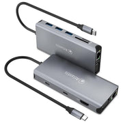 Atlantis A04-TC_DK46 Docking Station USB-C HDMI 4K VGA LAN Gigabit 3x USB 3.0 PD 85W Card Reader colore Grigio