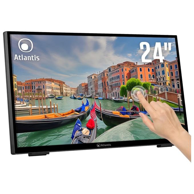 Atlantis A05-T24A-VHDM Monitor PC Touchscreen 24'' Full HD 1920x1080 10 tocchi HDMI DP VGA Hub USB 3.0 VESA colore Nero
