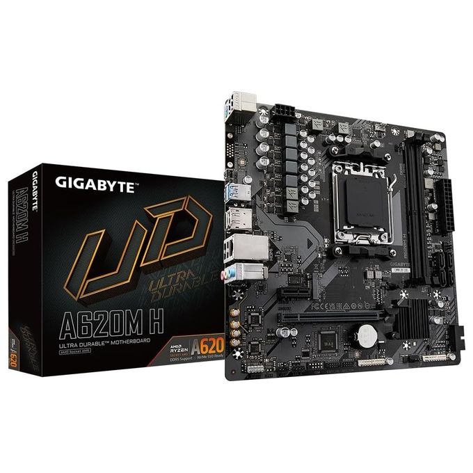 GIGABYTE A620M H Scheda madre A620M H Socket AM5 DDR5 96 GB M.2 HDMI 2.1 DisplayPort 1.4 USB 3.2 colore Marrone