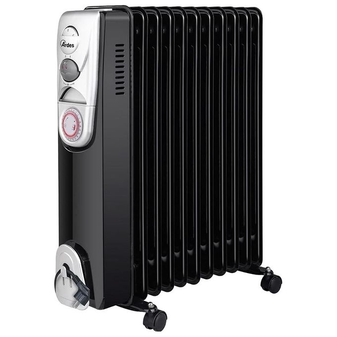 Ardes AR4R11BTE OILO 11T Radiatore a Olio 11 Elementi 2500W 3 Potenze Timer 24h colore Nero