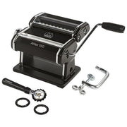 Marcato ATLAS 150 Macchina per Pasta in Alluminio Anodizzato con 10 Regolazioni di Spessore e Tagliapasta Pastawheel 3 Ruote Interchangeabili colore Nero