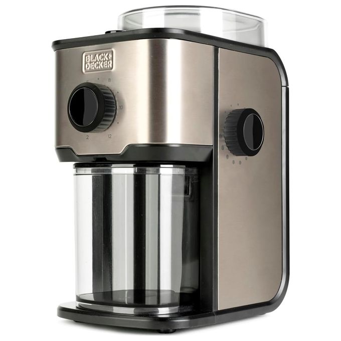Black+decker BXCG151E Macinacaffe' Elettrico 150W Serbatoio 200g 14 Livelli di Macinatura 12 Tazze colore Inox