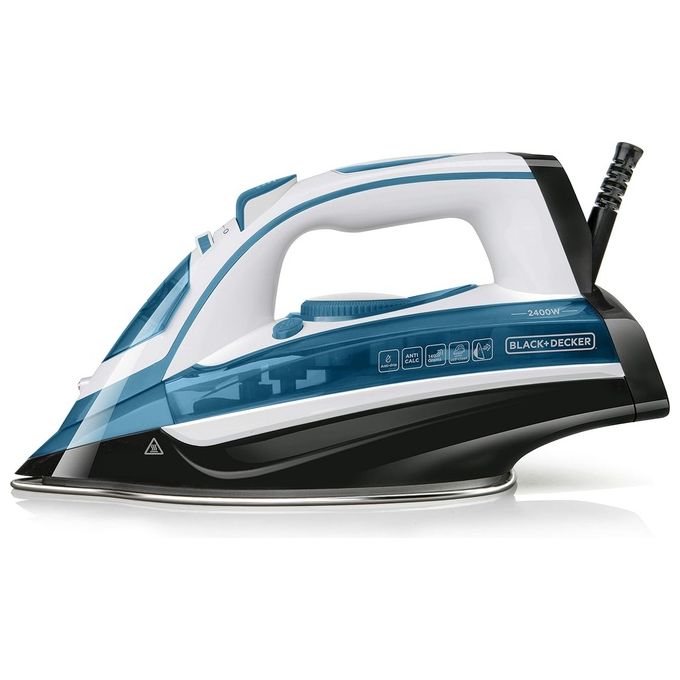 Black+decker BXIR2402E Ferro da Stiro a Vapore 2400W Vapore Continuo 33 g-min Colpo Vapore 140 g-min Serbatoio 370 ml Anticalcare colore Bianco Blu
