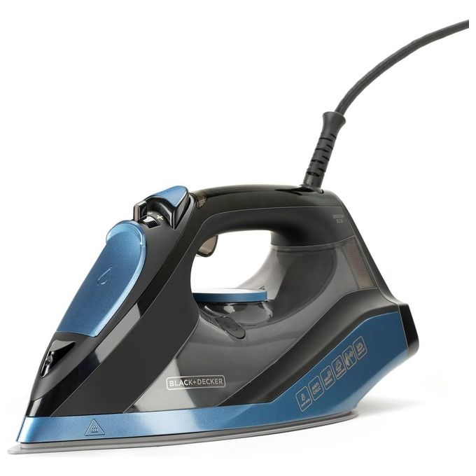 Black and Decker BXIR2801E Ferro da stiro a secco e a vapore 2800 W Piastra in Ceramica Emissione vapore 180 g-min colore Nero Blu