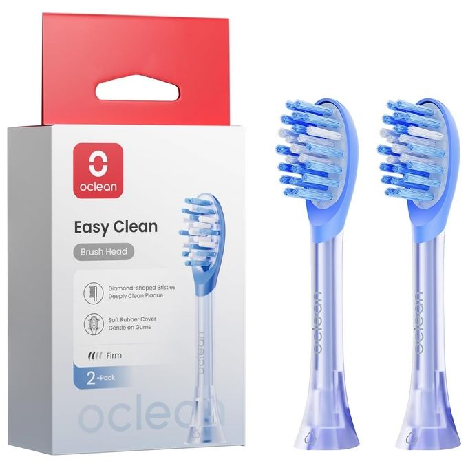 Oclean C04000354 Easy Clean Testine di Ricambio per Spazzolino Elettrico 2 pz Setole Diamante Pulisci Lingua colore Azzurro