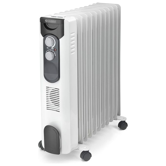 Splendid Radiatore A Olio 2500w 2 livelli potenza + eco Ruote Bianco