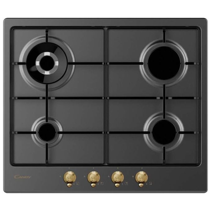 Candy CHW6BR4WGTGH Classic Piano cottura Gas 60 cm 4 fuochi Wok 4000 W Accensione elettrica colore Antracite