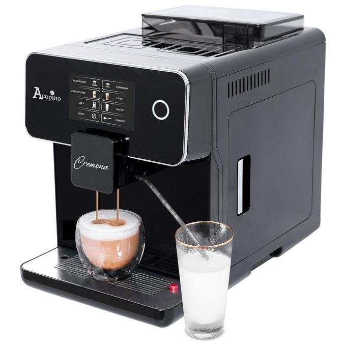 Acopino CREMONA SCHWARZ Cremona Macchina da caffe' Espresso automatica con macinacaffe' integrato 1,7 L 19 bar 1500 W Schiumatore latte colore Nero Espresso-Caffe'