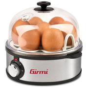 Girmi CU2500 Cuociuova a Vapore fino a 7 Uova 360W Cottura al Tegamino Piastra Antiaderente Corpo Inox colore Nero Acciaio Inox