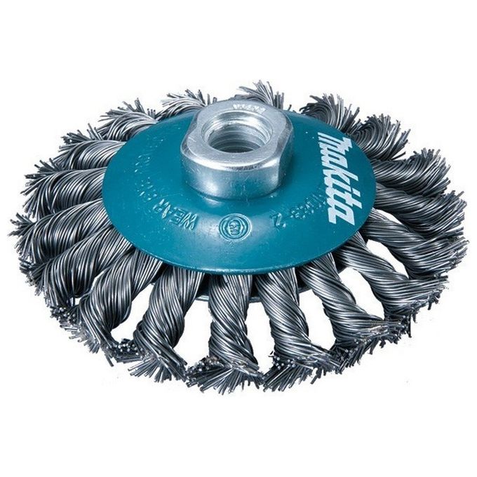 Makita D-39883 Spazzola Metallica Conica 115 mm Filo Acciaio Annodato Attacco M14 per Smerigliatrice Angolare