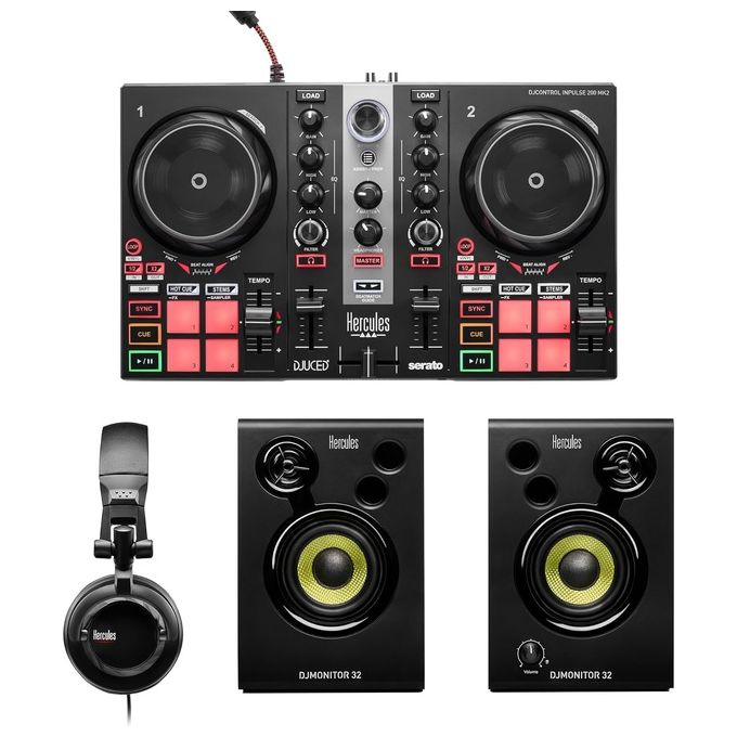 Hercules 4780900 DJLearning Kit MK2 Mixer DVS Digital Vinyl System 2 Piatti Crossfader Equalizzatore colore Nero