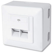 DIGITUS DN-9006-B5-N Scatola di Giunzione Cat 6 2 Porte RJ45 Montaggio a Superficie Alimentazione Orizzontale colore Bianco