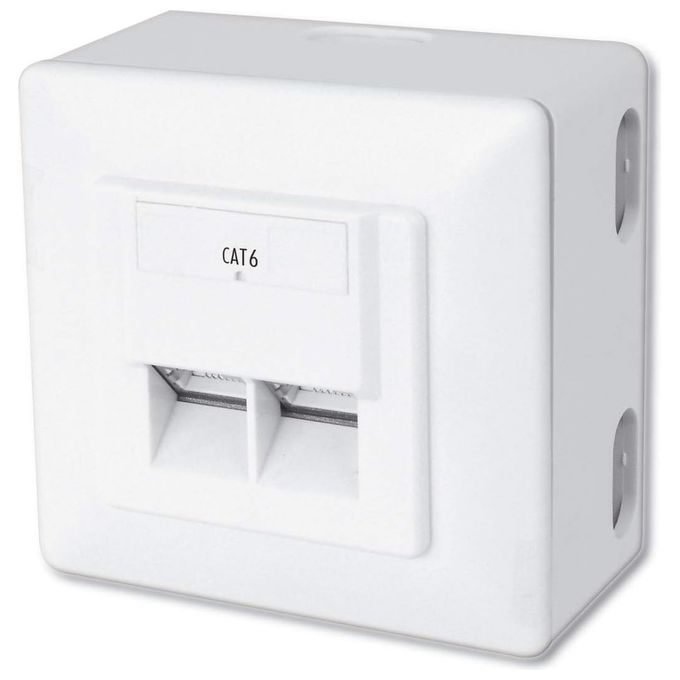 DIGITUS DN-9006-B5-N Scatola di Giunzione Cat 6 2 Porte RJ45 Montaggio a Superficie Alimentazione Orizzontale colore Bianco