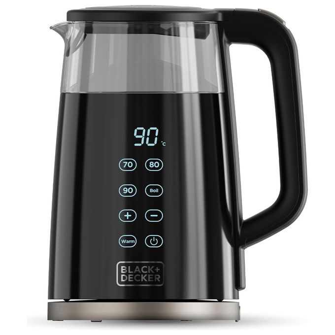 BLACK+DECKER BXKE2206E Bollitore Elettrico 2200 W 1 7 L 7 Temperature Regolabili Vetro Isolamento a Doppia Parete Base Rotante 360° Filtro Rimovibile colore Nero