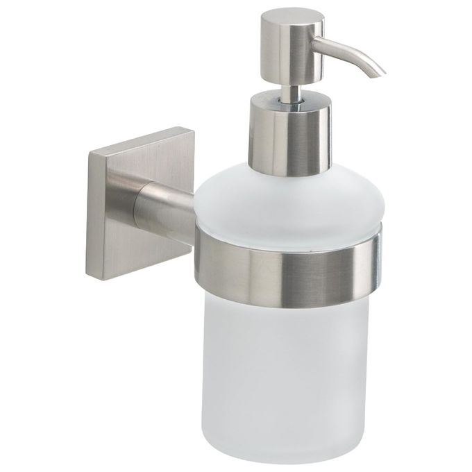 Gedy FJ81 Fuji Dosatore Sapone da Parete Acciaio Inox AISI 304 Vetro Satinato 150 ml colore Spazzolato