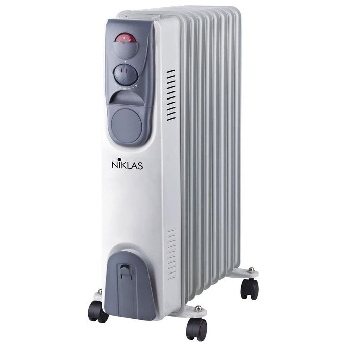 NIKLAS NIKLAS 9 EL Radiatore a olio 2000 W con termostato regolabile 3 livelli di potenza ruote colore Bianco