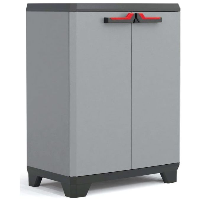Keter MOBRE-97230 Basic Armadio in Resina 2 Ante 1 Ripiano Regolabile 15 Kg Lucchettabile 68x39x90 cm colore Grigio