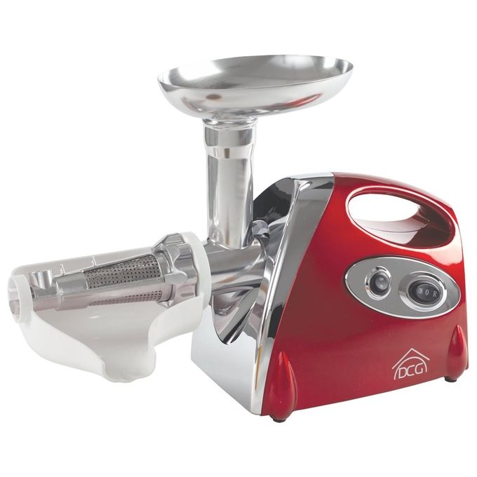 DCG FWP2696 Tritacarne e Passapomodoro Elettrico Multifunzione 1200W 3 Dischi Macinatura Insaccatrice colore Rosso