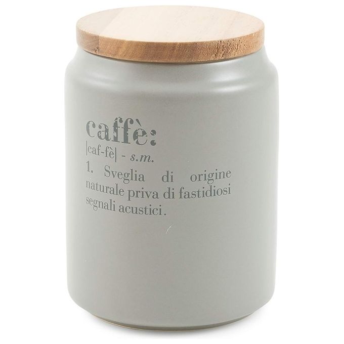 Barattolo caffe' 800 ml in gres, coperchio in bamboo, Victionary