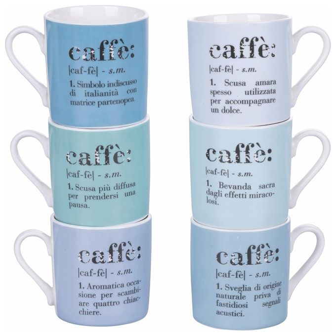Set 6 tazzine caffe' in new bone china 90 ml,Victionary Ocean