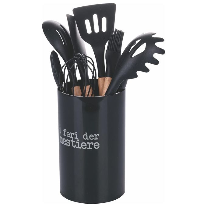 Set porta utensili con 7 utensili in silicone inclusi,  S.P.Q.eRe