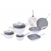 Galileo Casa 5916558 Iceberg SìChef Batteria 10 pezzi in alluminio forgiato spessore 3 8 mm antiaderente per induzione e gas colore Bianco
