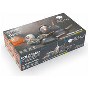Galileo Casa 5916587 SìChef Batteria 10 pezzi in alluminio forgiato antiaderente per induzione colore Grigio e manico Marrone
